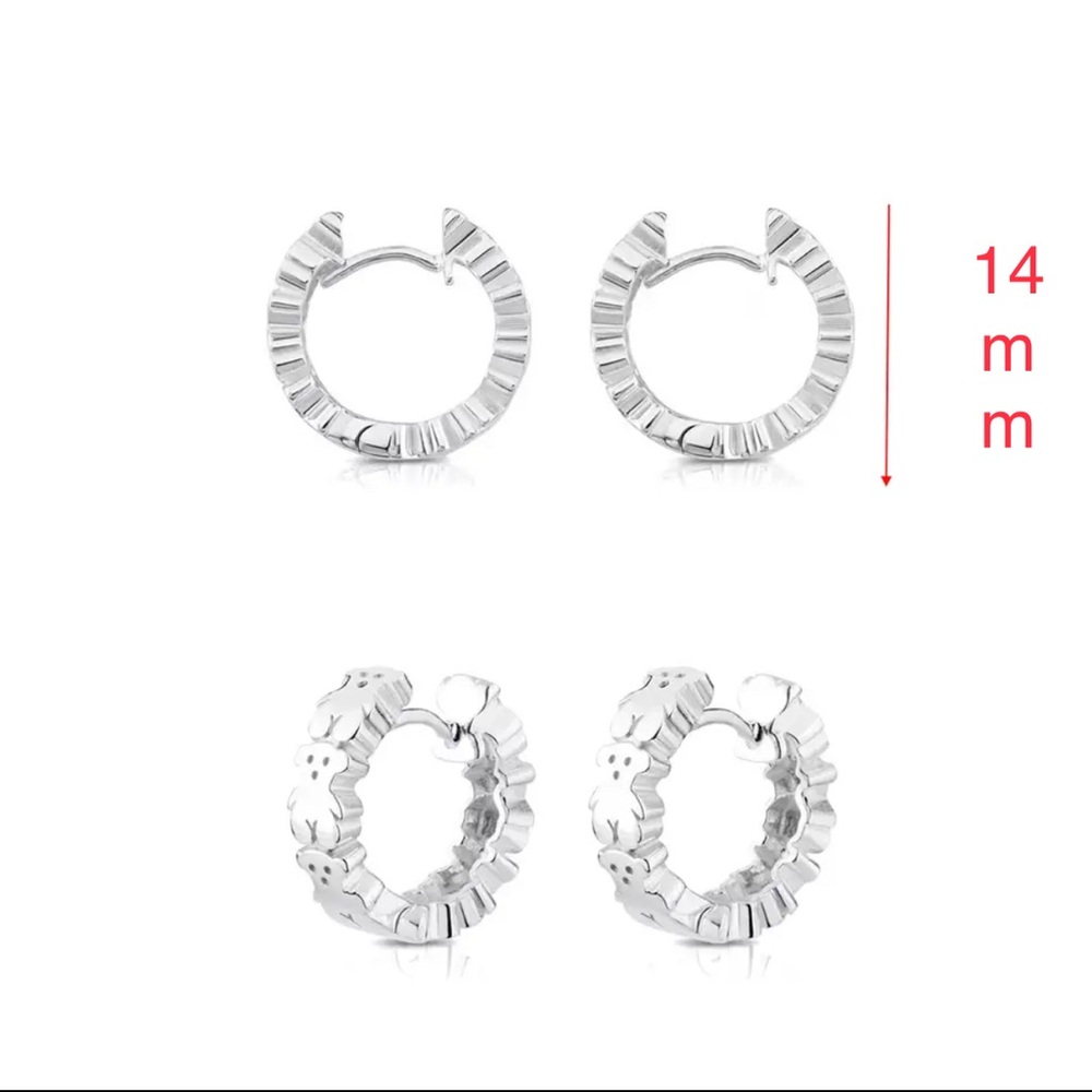 Luxury Tous Polished Mirror Spanish Bear Chained 3D Bear-Shaped Hoop Pin Stud